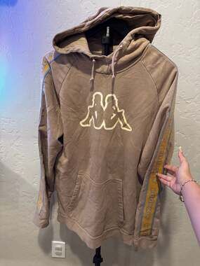 Kappa Logo Tape Apet 2 Hoodie Brown and Yellow